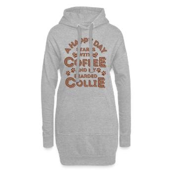 Bearded Collie Kaffee Hund Cafe - Hoodie-Kleid - Grau meliert - Vorne