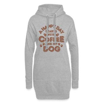 Hund Kaffee Hund Cafe - Hoodie-Kleid - Grau meliert - Vorne