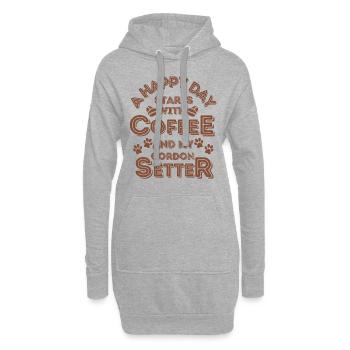 Gordon Setter Café pour chiens - Sweat-shirt à capuche long Femme - gris chiné - Devant