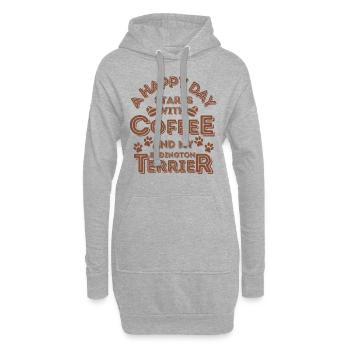 Bedington Terrier Café pour chiens - Sweat-shirt à capuche long Femme - gris chiné - Devant