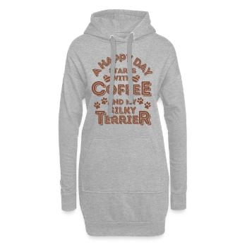 Silky Terrier Café Chien Café - Sweat-shirt à capuche long Femme - gris chiné - Devant