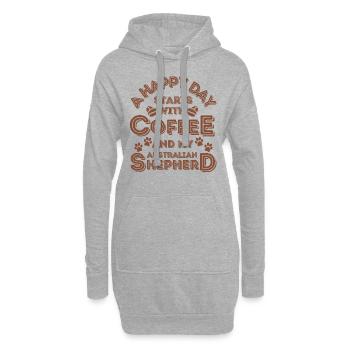 Café pour chiens de café berger australien - Sweat-shirt à capuche long Femme - gris chiné - Devant