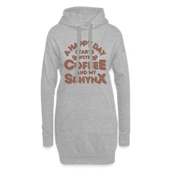Sphynx Cat Coffee Cafe - Hoodie Dress - heather grey - Front