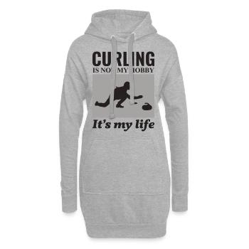 Curling Sweeping Fan Winter Ice Sport Curler Drôle - Sweat-shirt à capuche long Femme - gris chiné - Devant