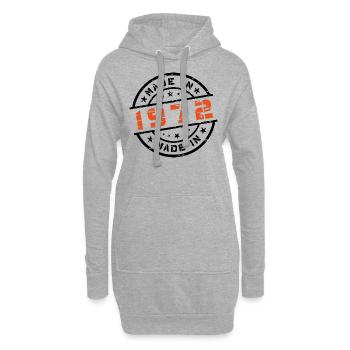 Année de naissance Anniversaire Né en - Fabriqué en 1972 - Sweat-shirt à capuche long Femme - gris chiné - Devant