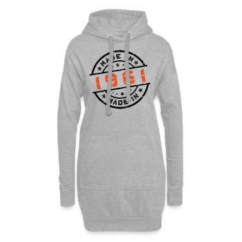 Année de naissance Anniversaire Né en - Fabriqué en 1961 - Sweat-shirt à capuche long Femme - gris chiné - Devant