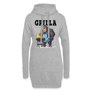 Grillen Grilla Griller Gorilla BBQ Spruch Lustig - Hoodie-Kleid - Grau meliert - Vorne
