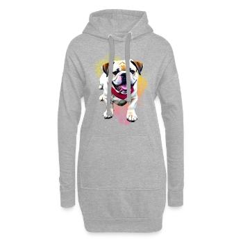 Dictons de chiens Chien Chiens Bulldog - Sweat-shirt à capuche long Femme - gris chiné - Devant