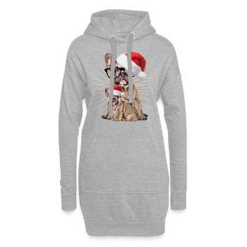 Bouledogue françaisChiens de Noël - Sweat-shirt à capuche long Femme - gris chiné - Devant