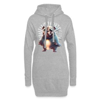 Bulldogge Halloween Hund HUNDE - Hoodie-Kleid - Grau meliert - Vorne