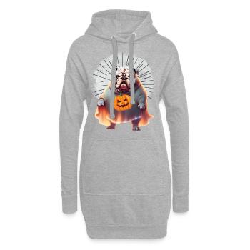 Bulldogge Halloween Hund englische BULLDOGGE - Hoodie-Kleid - Grau meliert - Vorne