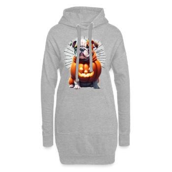 Bulldogge Halloween Hund HUNDE - Hoodie-Kleid - Grau meliert - Vorne