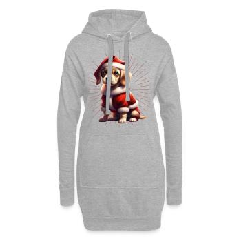 Frohe Weihnachten Hund Hunde - Hoodie-Kleid - Grau meliert - Vorne