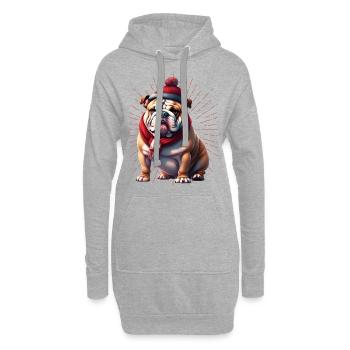 Bulldogge Frohe Weihnachten Hund Hunde - Hoodie-Kleid - Grau meliert - Vorne