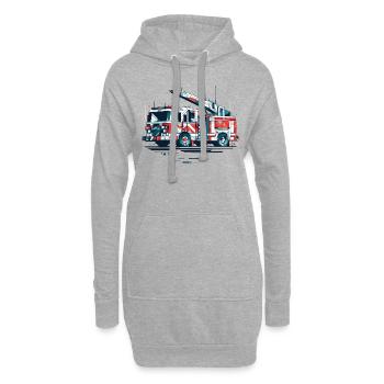 Polygon Feuerwehrauto mit Drehleiter Feuerwehr - Hoodie-Kleid - Grau meliert - Vorne