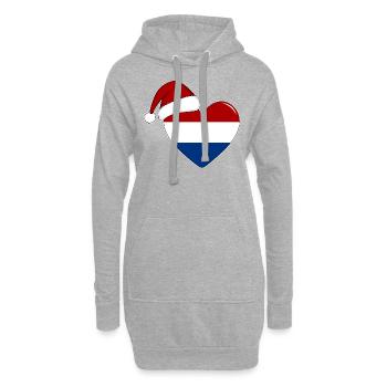 Drapeau de Hollande coeur de Noël - Sweat-shirt à capuche long Femme - gris chiné - Devant