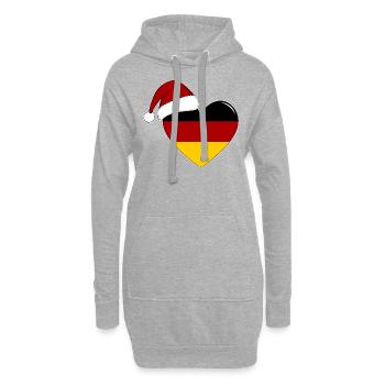 Drapeau de l’Allemagne Coeur de Noël - Sweat-shirt à capuche long Femme - gris chiné - Devant