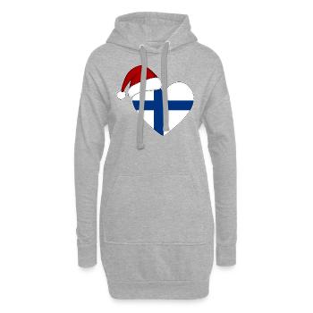 Coeur de Noël drapeau Finlande - Sweat-shirt à capuche long Femme - gris chiné - Devant