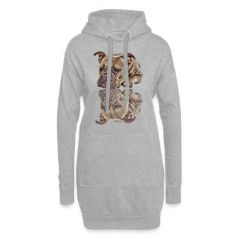 Bouledogue Vieux Bouledogue Anglais Chien Chiens - Sweat-shirt à capuche long Femme - gris chiné - Devant