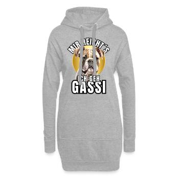JE VAIS ME PROMENER - BULLDOG DOG DOGS - Sweat-shirt à capuche long Femme - gris chiné - Devant