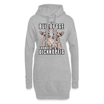 Mon BOULEDOGUE chien joyeux et têtu CHIENS - Sweat-shirt à capuche long Femme - gris chiné - Devant