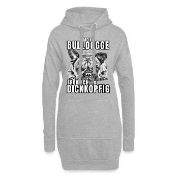 Mon BOULEDOGUE chien joyeux et têtu CHIENS - Sweat-shirt à capuche long Femme - gris chiné - Devant