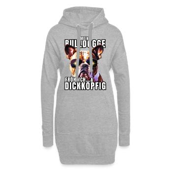 Mon BOULEDOGUE chien joyeux et têtu CHIENS - Sweat-shirt à capuche long Femme - gris chiné - Devant