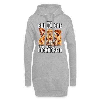 Mon BOULEDOGUE chien joyeux et têtu CHIENS - Sweat-shirt à capuche long Femme - gris chiné - Devant