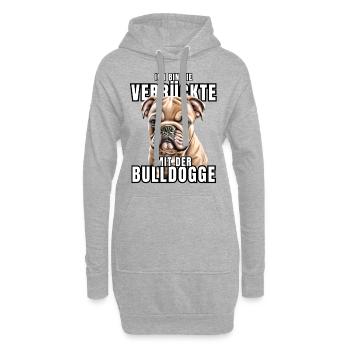 Je suis le FOU avec le chien bouledogue CHIENS - Sweat-shirt à capuche long Femme - gris chiné - Devant