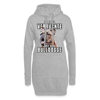 Je suis le FOU avec le chien bouledogue CHIENS - Sweat-shirt à capuche long Femme - gris chiné - Devant
