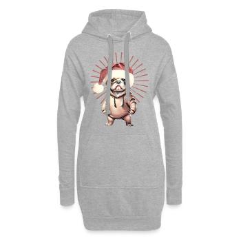 drôle Père Noël Bulldog chiens de Noël - Sweat-shirt à capuche long Femme - gris chiné - Devant