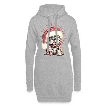 drôle Père Noël Bulldog chiens de Noël - Sweat-shirt à capuche long Femme - gris chiné - Devant