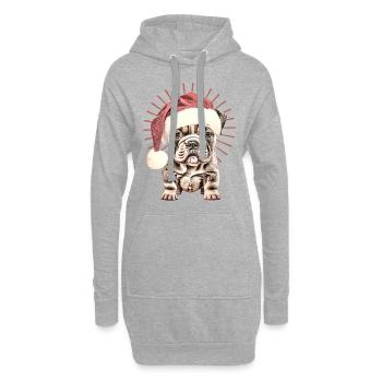 Chemise pour chien drôle Père Noël bouledogue - Sweat-shirt à capuche long Femme - gris chiné - Devant