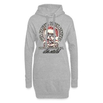 drôle Père Noël Bulldog chiens de Noël - Sweat-shirt à capuche long Femme - gris chiné - Devant