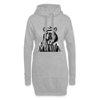 Hunde Shirt mit Bulldogge BULLDOGGEN DESIGN lustig - Hoodie-Kleid - Grau meliert - Vorne