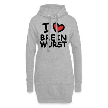 I Love Breinwurst - Hoodie-Kleid - Grau meliert - Vorne