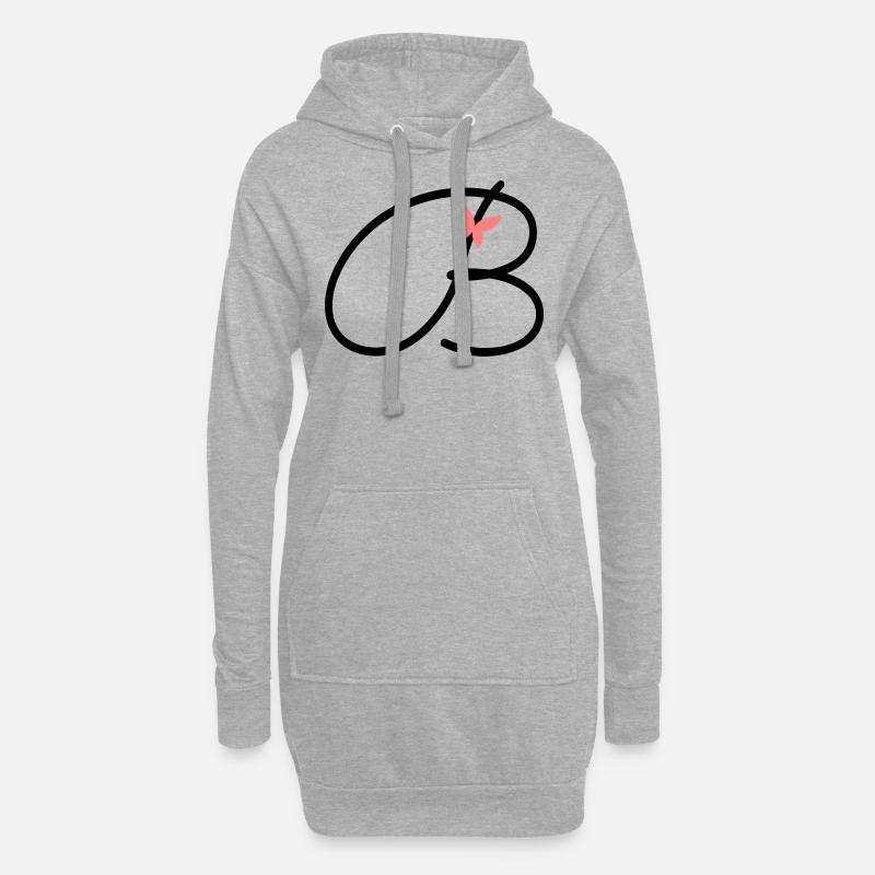 Buchstabe B Anfangsbuchstabe Schmetterling - Hoodie-Kleid - Grau meliert