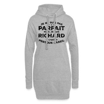 Richard Un Prénom, Une Attitude L’Humour Richard - Sweat-shirt à capuche long Femme - gris chiné - Devant