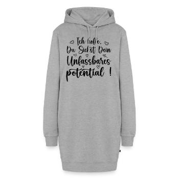unfassbares potential achtsamkeit motivation - Hoodie-Kleid - Grau meliert - Vorne