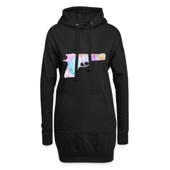 Arme colorée pistolet - Sweat-shirt à capuche long Femme - noir - Devant