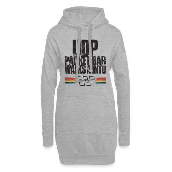 UDP Packet Bar Walks A Into - Hoodie Dress - heather grey - Front