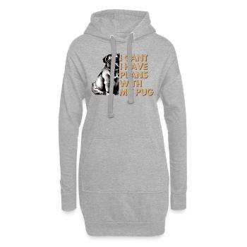 Ich kann nicht Ich habe Pläne mit meinem Mops süßer lustiger Mops - Hoodie-Kleid - Grau meliert - Vorne