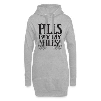 Pills pay my bills Pillen Arznei Apotheker Spruch - Hoodie-Kleid - Grau meliert - Vorne