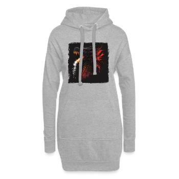 Drache Dragon Feuer Rauch - Hoodie-Kleid - Grau meliert - Vorne