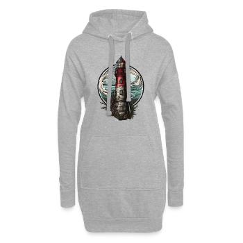 Abandonné Phare Vagues Tempête Perdu place - Sweat-shirt à capuche long Femme - gris chiné - Devant