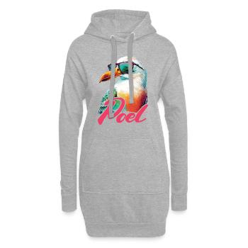 Poel Urlaub coole bunte Möwe mit Sonnenbrille - Hoodie-Kleid - Grau meliert - Vorne