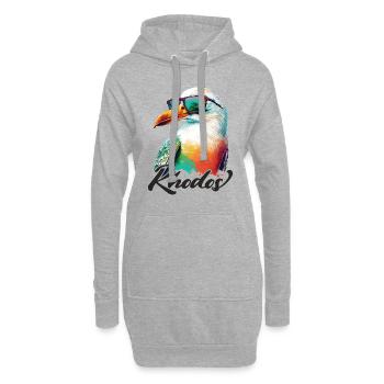 Rhodos Urlaub coole bunte Möwe mit Sonnenbrille - Hoodie-Kleid - Grau meliert - Vorne