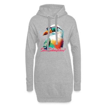 Vacances à Saint-Sébastien Mouette colorée avec des lunettes de soleil - Sweat-shirt à capuche long Femme - gris chiné - Devant