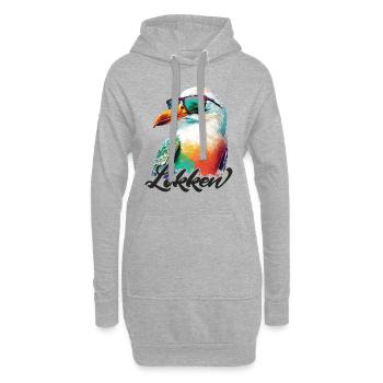Loecken Urlaub coole bunte Möwe mit Sonnenbrille - Hoodie-Kleid - Grau meliert - Vorne