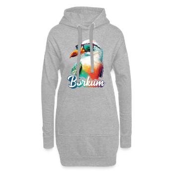 Borkum Urlaub coole bunte Möwe mit Sonnenbrille - Hoodie-Kleid - Grau meliert - Vorne